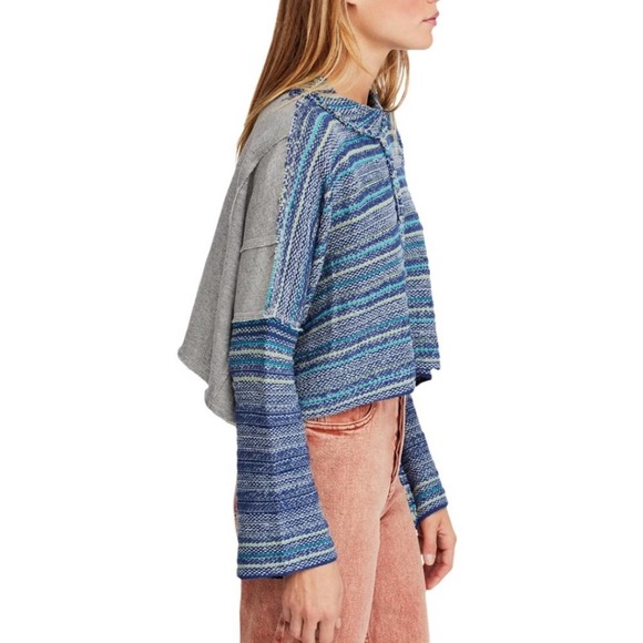 Free People Marine Com Cropped Sweater - Picture 2 of 9